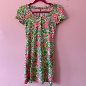Lilly Pulitzer pink and green T-shirt dress